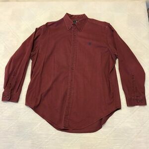 Hunt Clun 100%‎ coton red long sleeve dress shirt Large